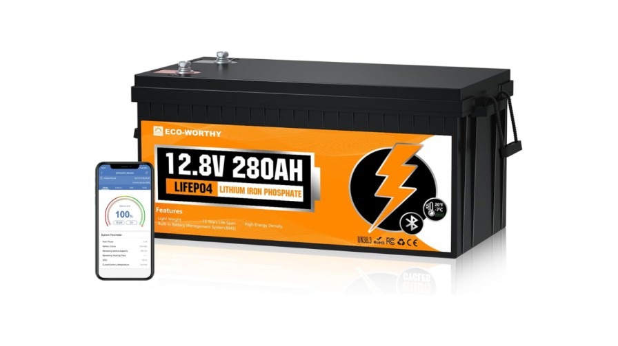 eco worthy 3584wh 12v 280ah lifepo4 rv battery w bluetooth
