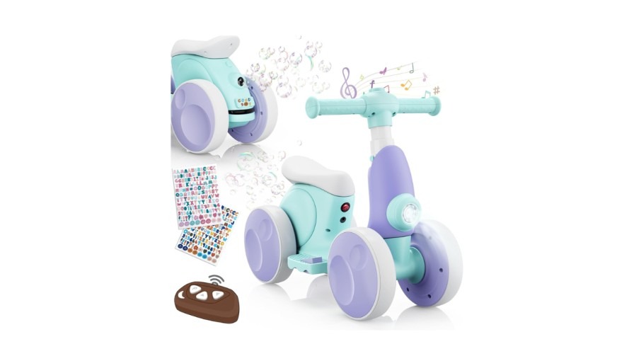 electric baby balance bike with bubble machine 4 in 1 toddler balance bike