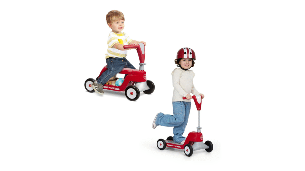 radio flyer scoot 2 scooter 2 in 1 ride on and scooter red