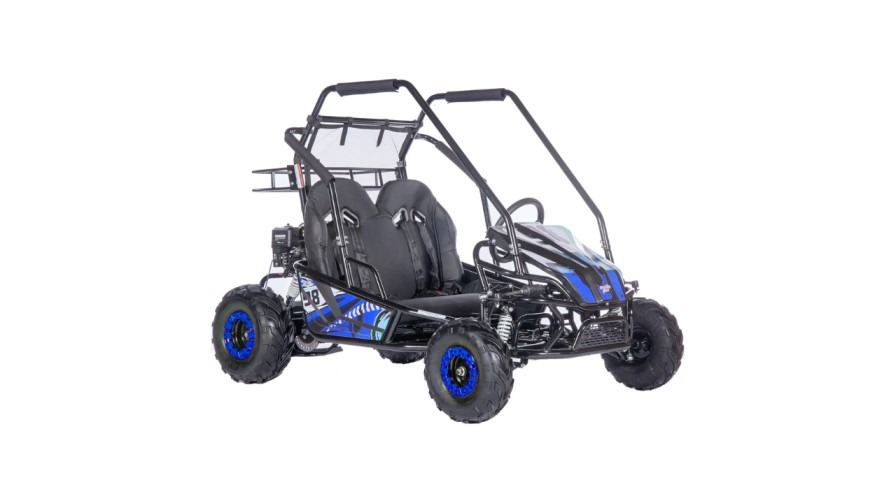 mototec mud xl 212cc 2 seat go kart full suspension blue