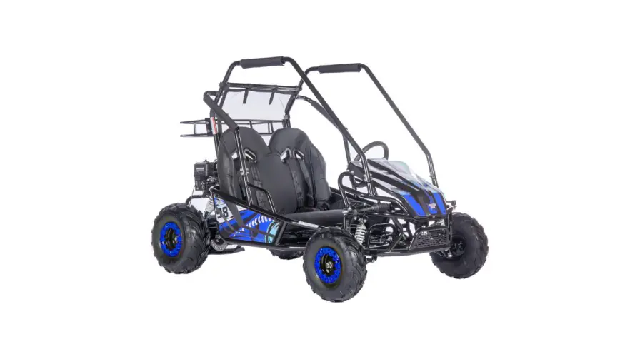 mototec mud xl 212cc 2 seat go kart full suspension blue